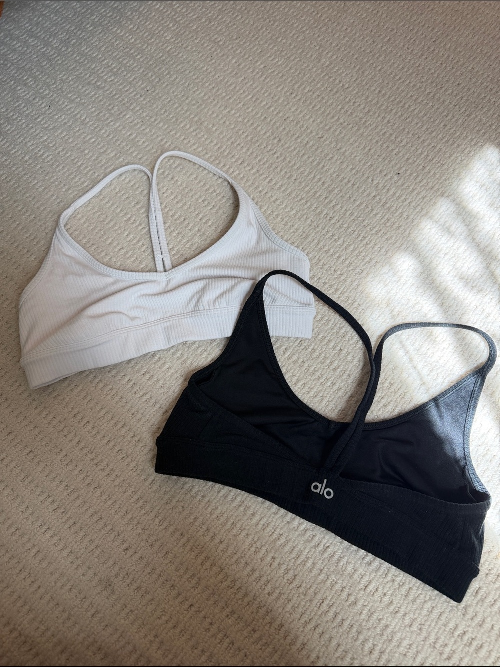 ALO Yoga Dual-Pack Racerback Bralettes — Black & White